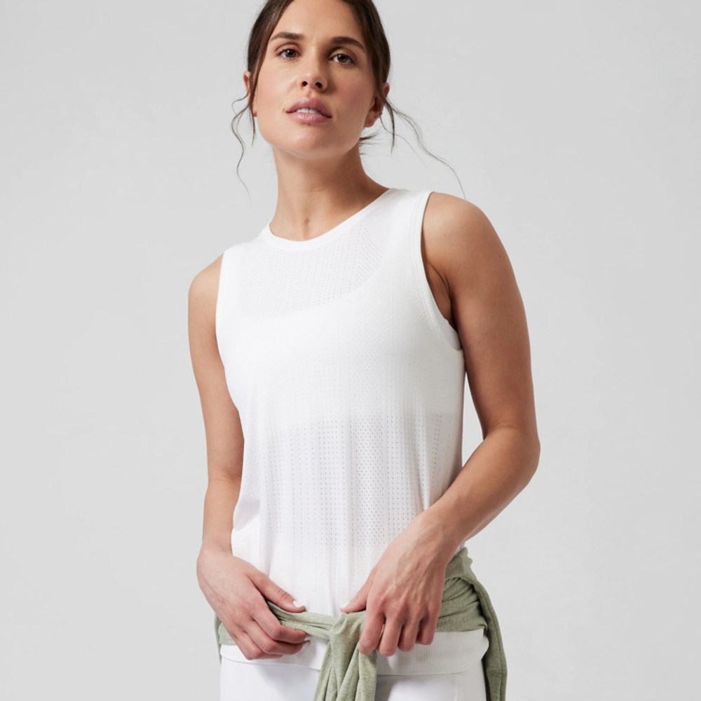 Athleta In Motion Mesh Tank White - Medium